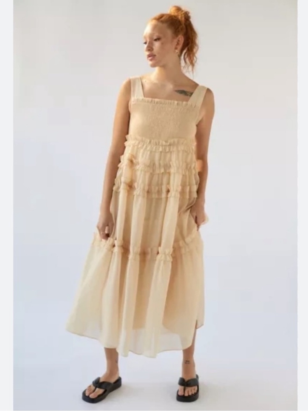 Siste Jane Dream Buttercup Tiered Ruffle Midi Dress